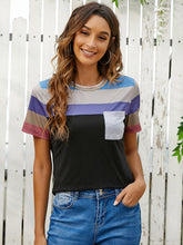 Color Block Stripe Tee Shirt Sai Feel